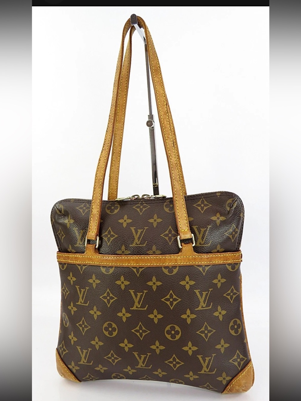 Louis Vuitton Brown Monogram Canvas Shoulder Bag with Tan Trim